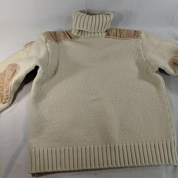 Paul & Shark Yachting 100% Wool Cream Beige Knit Sweater Patches XL Turtleneck - Picture 15 of 16